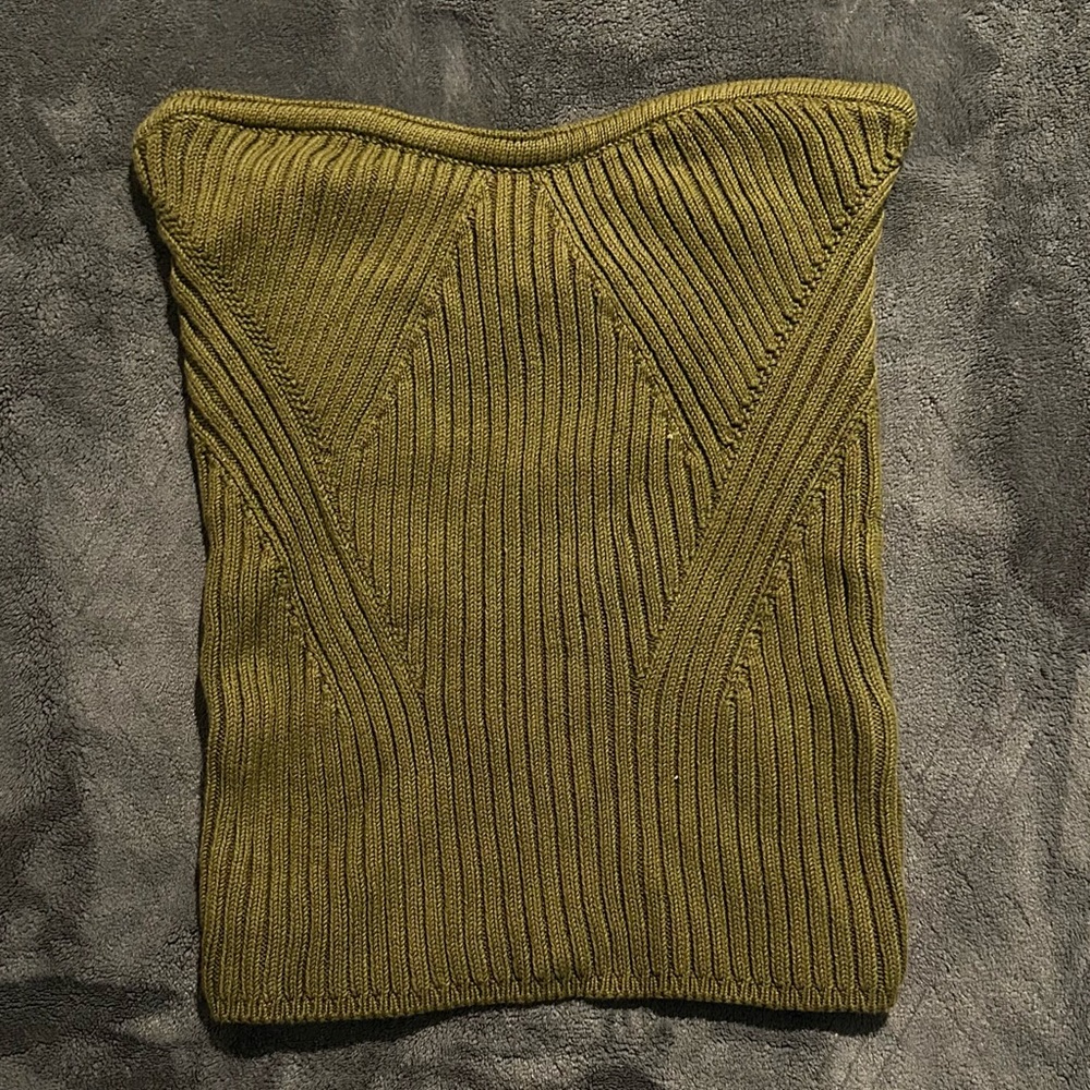 Olive Green Ribbed Tube Top
